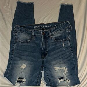 American Eagle Outfitters Women's Ripped Blue Skinny Jeans